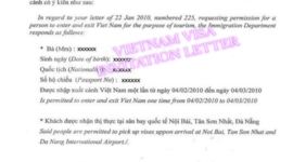 Vietnam visa invitation letter